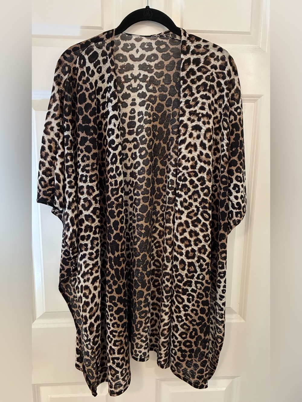 Lightweight Leopard Print Open Front Women's Kimono - Brown/Black